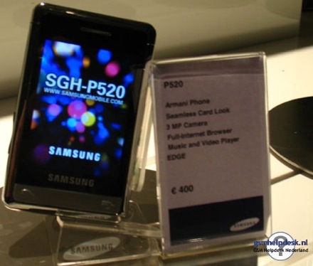 Samsung SGH-P520 “Armani”. Crédito: gsmhelpdesk.nl